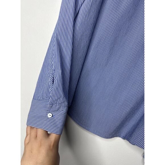 Zara Blue & White Pinstripe Off the Shoulder Blouse XS - Picture 5 of 8